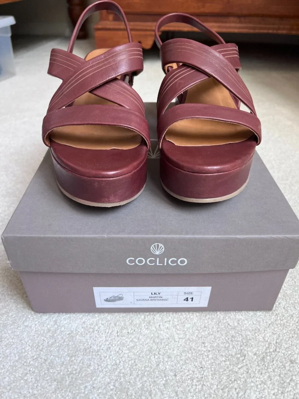Coclico Burgundy Lily Martin Platform Shoes -Sz 41 / 10-10.5 US